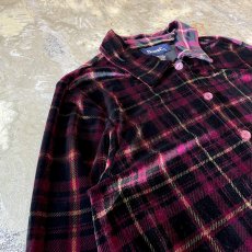 画像2: ALL OVER CHECK PATTERN VELVET L/S SHIRT / Mens M (2)