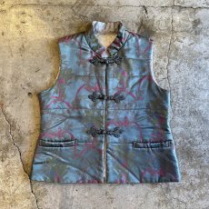 画像1: ALL OVER PATTERN COLOR CHINA DESIGN VEST / Ladies M (1)