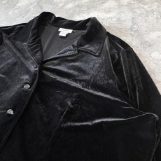 画像4: BLACK VELOUR OPEN COLLAR L/S SHIRT / Mens XL (4)