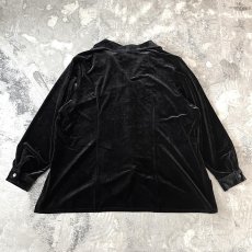 画像2: BLACK VELOUR OPEN COLLAR L/S SHIRT / Mens XL (2)