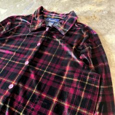 画像3: ALL OVER CHECK PATTERN VELVET L/S SHIRT / Mens M (3)