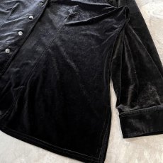 画像6: BLACK VELOUR OPEN COLLAR L/S SHIRT / Mens XL (6)