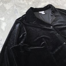 画像3: BLACK VELOUR OPEN COLLAR L/S SHIRT / Mens XL (3)