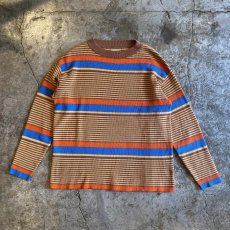 画像1: MULTI BORDER COLOR COTTON KNIT L/S TOPS / Ladies M (1)