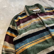 画像3: ALL OVER MULTI BORDER PATTERN VELOUR L/S SHIRT / Mens L (3)