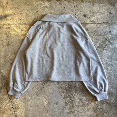 画像2: OUT STITCH LINE DESIGN HALF ZIP VOLUME SLEEVE L/S SWEAT / Ladies L (2)