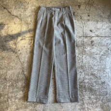 画像1: GLEN CHECK 2 TUCK DESIGN SLACKS PANTS / W29 (1)