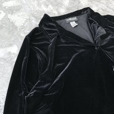 画像3: BLACK VELOUR OPEN COLLAR L/S SHIRT / Mens 2XL (3)