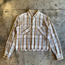 画像1: CUT OFF DAMAGE DESIGN CHECK PATTERN SHIRT / Ladies M (1)