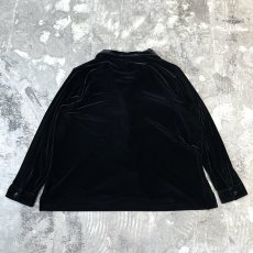 画像2: BLACK VELOUR OPEN COLLAR L/S SHIRT / Mens 2XL (2)