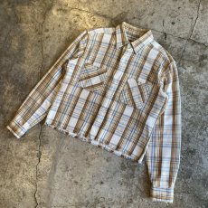 画像4: CUT OFF DAMAGE DESIGN CHECK PATTERN SHIRT / Ladies M (4)