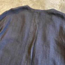 画像10: BLACK COLOR LINEN ASYMMETRY DESIGN JACKET / Ladies L (10)