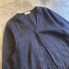 画像3: BLACK COLOR LINEN ASYMMETRY DESIGN JACKET / Ladies L (3)