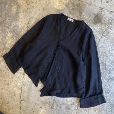 画像4: BLACK COLOR LINEN ASYMMETRY DESIGN JACKET / Ladies L (4)