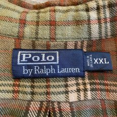 画像12: 【POLO】CHECK PATTERN SHOLLDER LEATHER PATCH DESIGN L/S SHIRT / Ladies XXL (12)