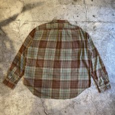 画像2: 【POLO】CHECK PATTERN SHOLLDER LEATHER PATCH DESIGN L/S SHIRT / Ladies XXL (2)