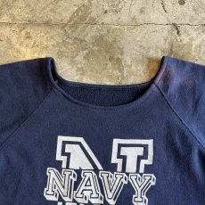 画像8: FRONT "NAVY" LOGO PRINTED SHORT DESIGN L/S SWEAT / Ladies M (8)