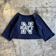 画像1: FRONT "NAVY" LOGO PRINTED SHORT DESIGN L/S SWEAT / Ladies M (1)