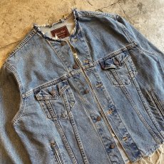 画像3: 【Wiz&Witch】"WANDERER" NO COLLAR ZIP UP DENIM JACKET / OS (3)