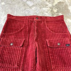 画像10: RED COLOR FLARE SILHOUETTE CORDUROY PANTS / W33 (10)