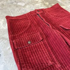 画像3: RED COLOR FLARE SILHOUETTE CORDUROY PANTS / W33 (3)