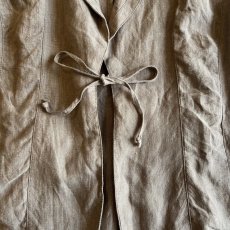 画像9: BEIGE COLOR FRONT RIBBON DESIGN LINEN JACKET / Ladies M(46) (9)