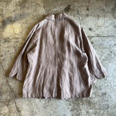 画像2: BEIGE COLOR FRONT RIBBON DESIGN LINEN JACKET / Ladies M(46) (2)