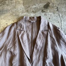 画像7: BEIGE COLOR FRONT RIBBON DESIGN LINEN JACKET / Ladies M(46) (7)