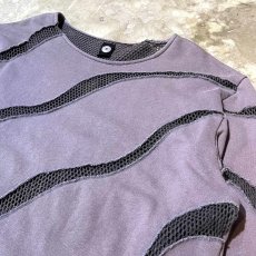 画像4: PURPLE COLOR MESH SWITCHED PATTERN SWEAT / Mens L (4)