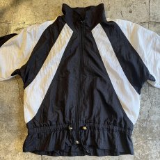 画像8: DOWN DRAW CORD DESIGN BI COLOR PATTERN HALF NECK NYLON JACKET / Ladies L(M) (8)