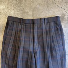 画像6: TARTAN CHECK PATTERN 2 TUCK DESIGN SLACKS PANTS / W30 (6)