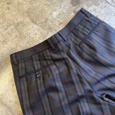 画像10: TARTAN CHECK PATTERN 2 TUCK DESIGN SLACKS PANTS / W30 (10)