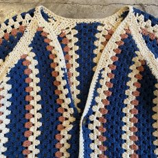 画像5: COLOR CROCHET STRIPE PATTERN CARDIGAN / Ladies L (5)