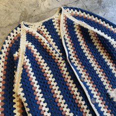 画像3: COLOR CROCHET STRIPE PATTERN CARDIGAN / Ladies L (3)