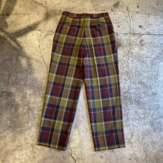 画像2: COLOR CHECK PATTERN 2 TUCK SLACKS PANTS / W30 (2)