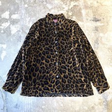 画像1: ALL OVER LEOPARD PATTERN VELOUR L/S SHIRT / Mens S (1)