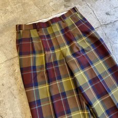 画像3: COLOR CHECK PATTERN 2 TUCK SLACKS PANTS / W30 (3)