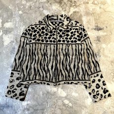 画像1: MULTI ANIMAL PATTERN SWITCHED ZIP UP GOBELINE JACKET / Mens M (1)