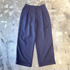 画像1: ALL OVER PATTERN PURPLE COLOR WIDE SLACKS / W30 (1)