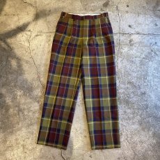 画像1: COLOR CHECK PATTERN 2 TUCK SLACKS PANTS / W30 (1)