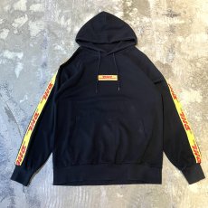 画像1: "DHL" LOGO LINE SLEEVE HOODIE SWEAT / Mens XL (1)