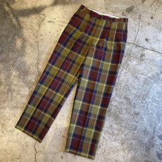 画像4: COLOR CHECK PATTERN 2 TUCK SLACKS PANTS / W30 (4)