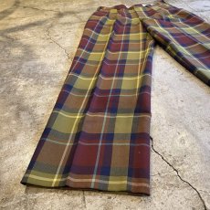 画像6: COLOR CHECK PATTERN 2 TUCK SLACKS PANTS / W30 (6)