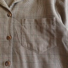 画像8: OPEN COLLAR GLEN CHECK PATTERN L/S SHIRT / Ladies M / MADE IN USA (8)