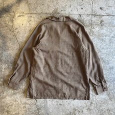 画像2: OPEN COLLAR GLEN CHECK PATTERN L/S SHIRT / Ladies M / MADE IN USA (2)