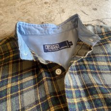 画像9: 【POLO】CUT OFF DESIGN STAND COLLAR CHECK PATTERN SHIRT / Ladies L (9)