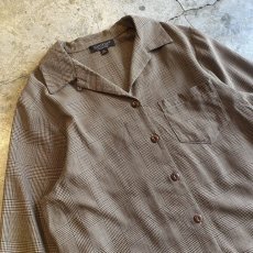 画像3: OPEN COLLAR GLEN CHECK PATTERN L/S SHIRT / Ladies M / MADE IN USA (3)