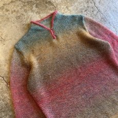 画像3: COLOR GRADATION BORDER PATTERN RIB KNIT TOPS / Ladies M (3)