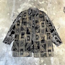 画像1: ALL OVER PATTERN FRONT LAYERED L/S SHIRT / Mens S (1)