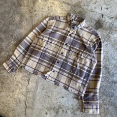 画像4: 【L.L.BEAN】CUT OFF DESIGN STAND COLLAR FLANNEL SHIRT / Ladies M / MADE IN USA (4)